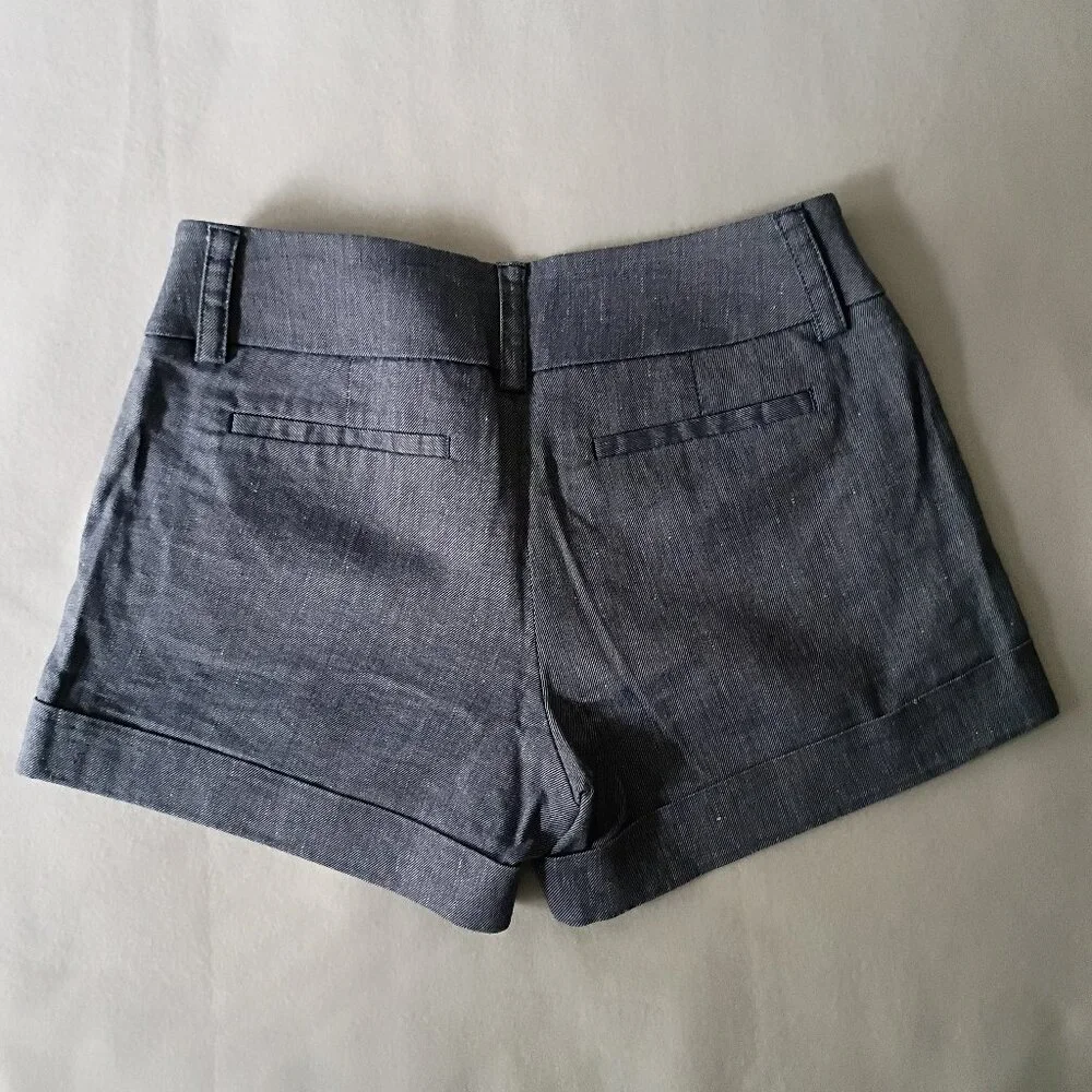 EXPRESS Linen Midi Low Rise Shorts Blue Size 4 - Picture 4 of 9